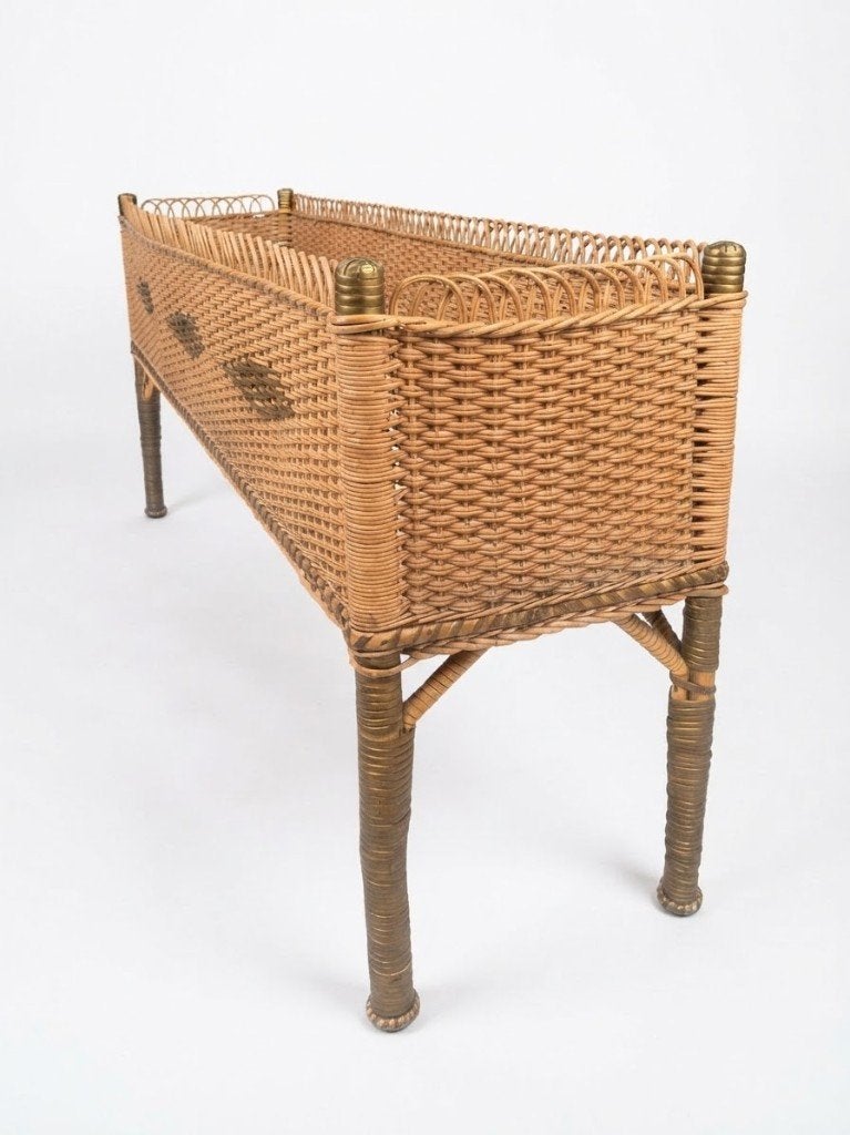 Rotan rieten plantenbak / mand - vintage retro, Tuin en Terras, Ophalen, Overige materialen, Gebruikt, Binnen
