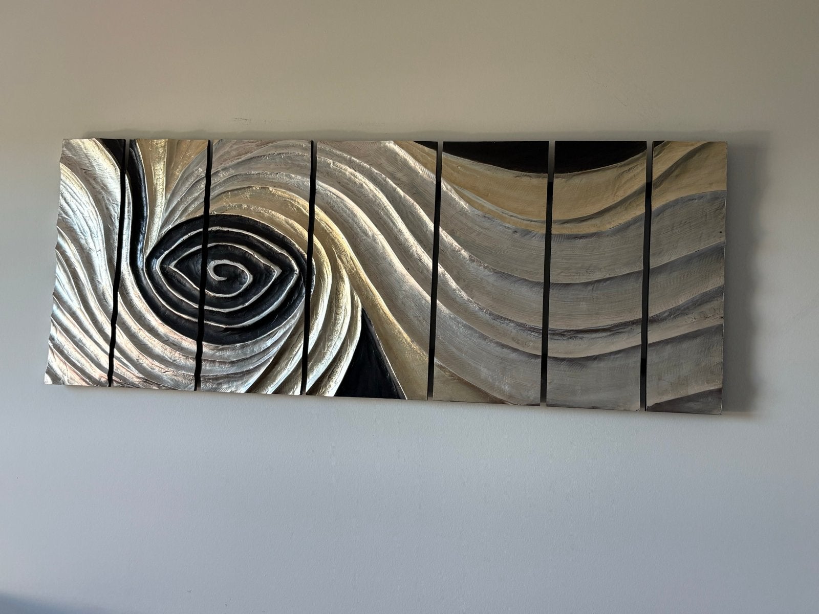 Modern 3D Wanddecoratie - Zilver & Zwart Abstract, Ophalen