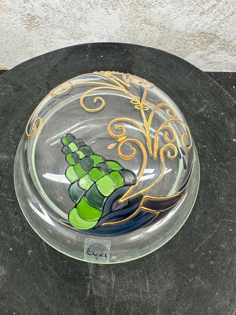 Nagel Glazen Schaal met Handgeschilderde Schelpdecoratie, Ophalen of Verzenden
