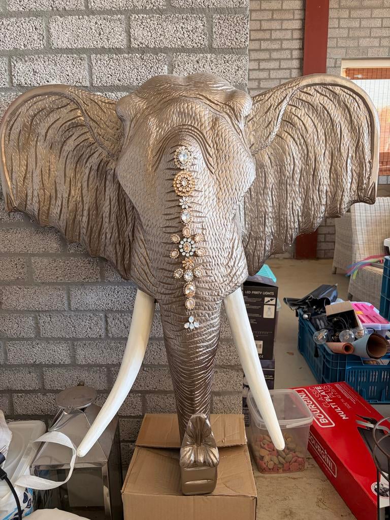 Gouden Olifant Wanddecoratie met Swarovski Stenen, Huis en Inrichting, Woonaccessoires | Overige, Ophalen of Verzenden, Gebruikt