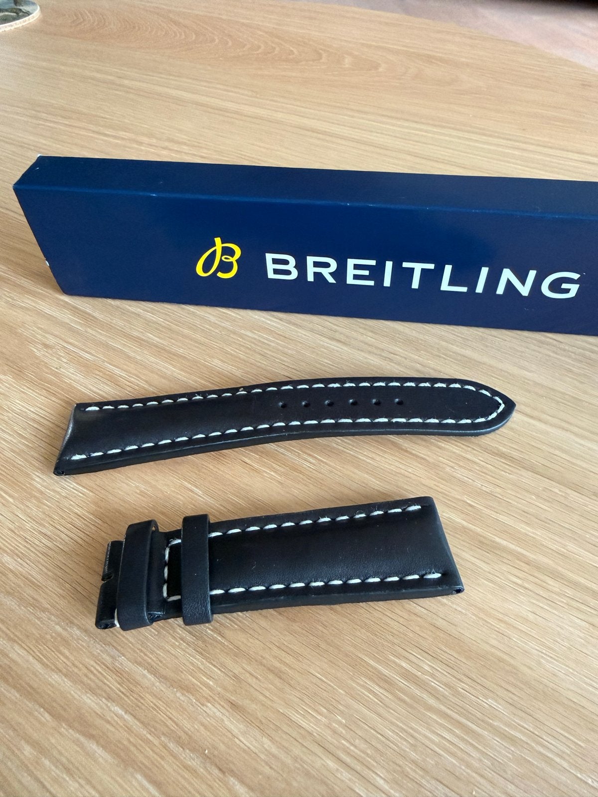 Breitling horlogebandje zwart kalfsleer - NIEUW, Overige materialen, Leer, Breitling, Polshorloge