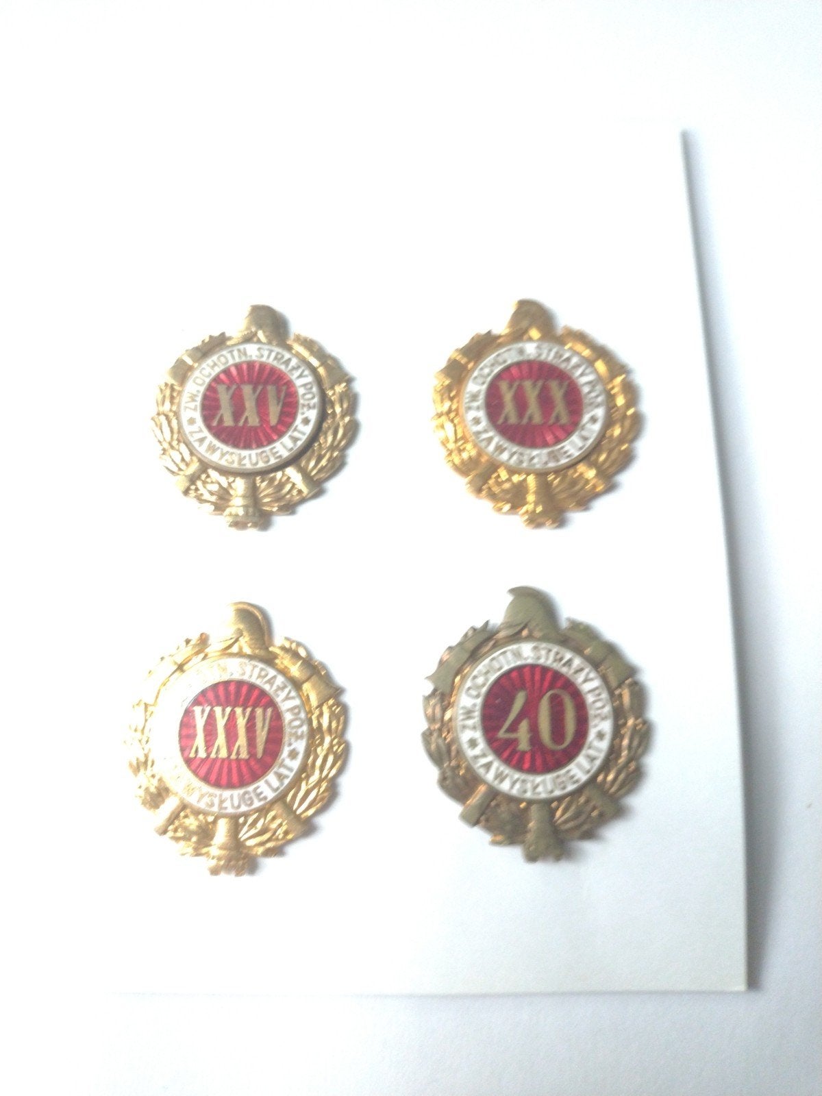 Brandweer polen medaille Dienstjarenteken XXV XXX XXXV 40, Ophalen of Verzenden, Overige gebieden, Lintje, Medaille of Wings