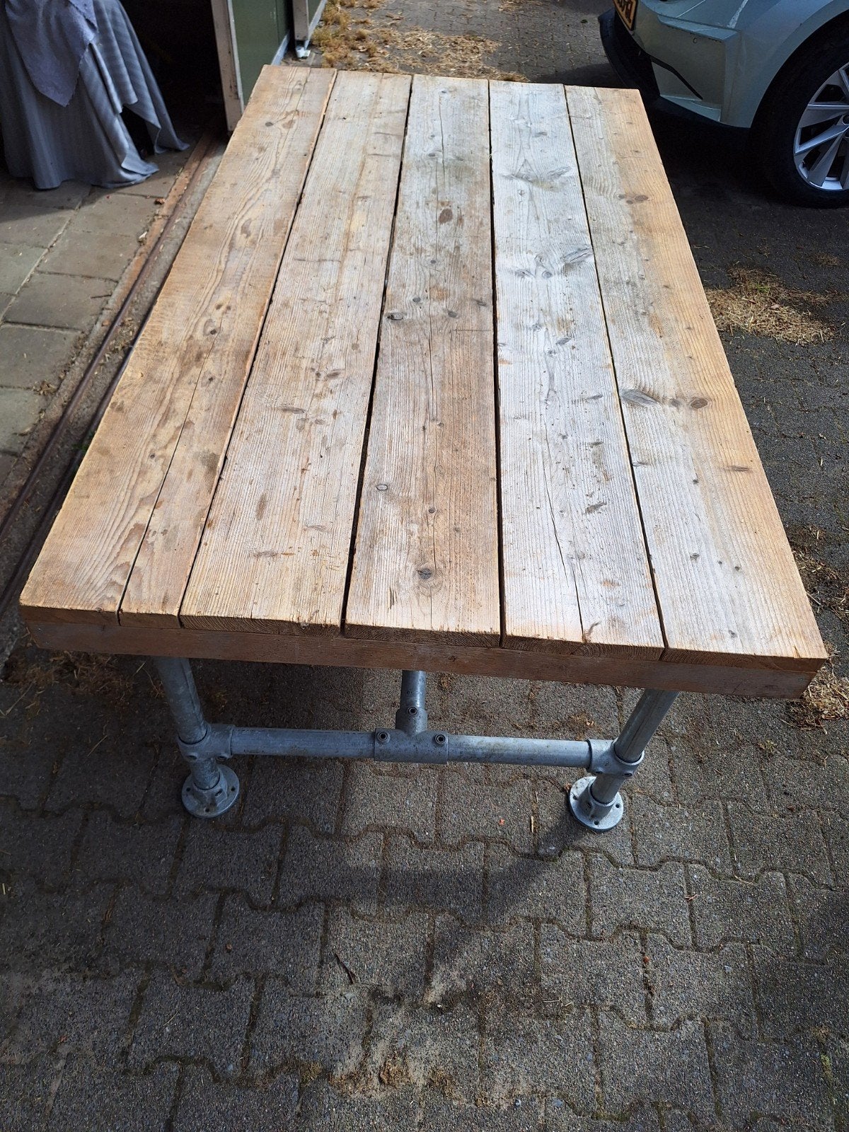 Steiger houten tafel, Ophalen, Gebruikt, Rechthoekig, Hout