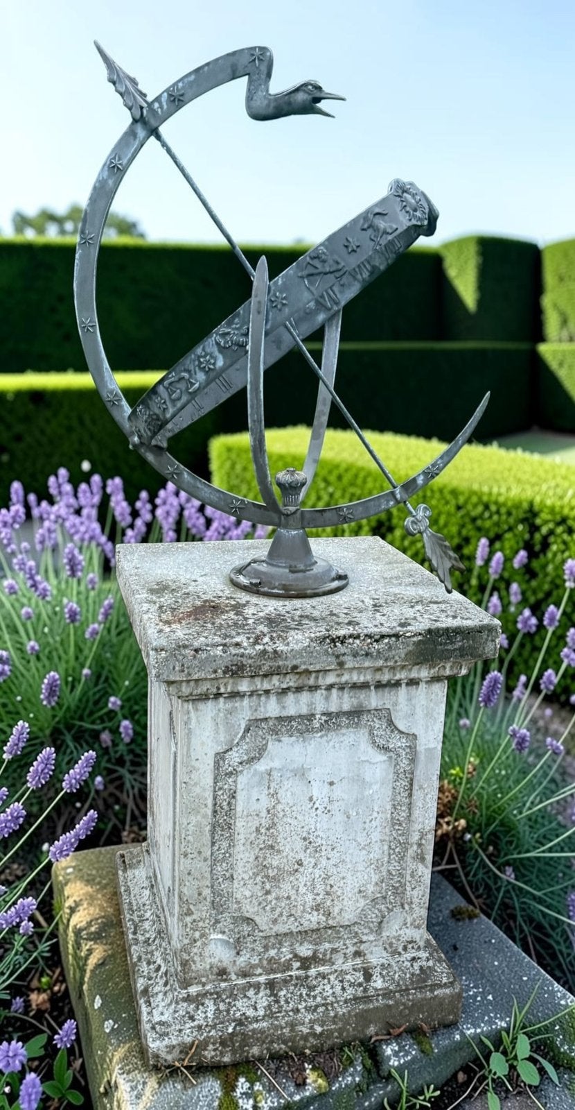 Grote antieke zonnewijzer op sokkel, Tuin en Terras, Ophalen, Gebruikt