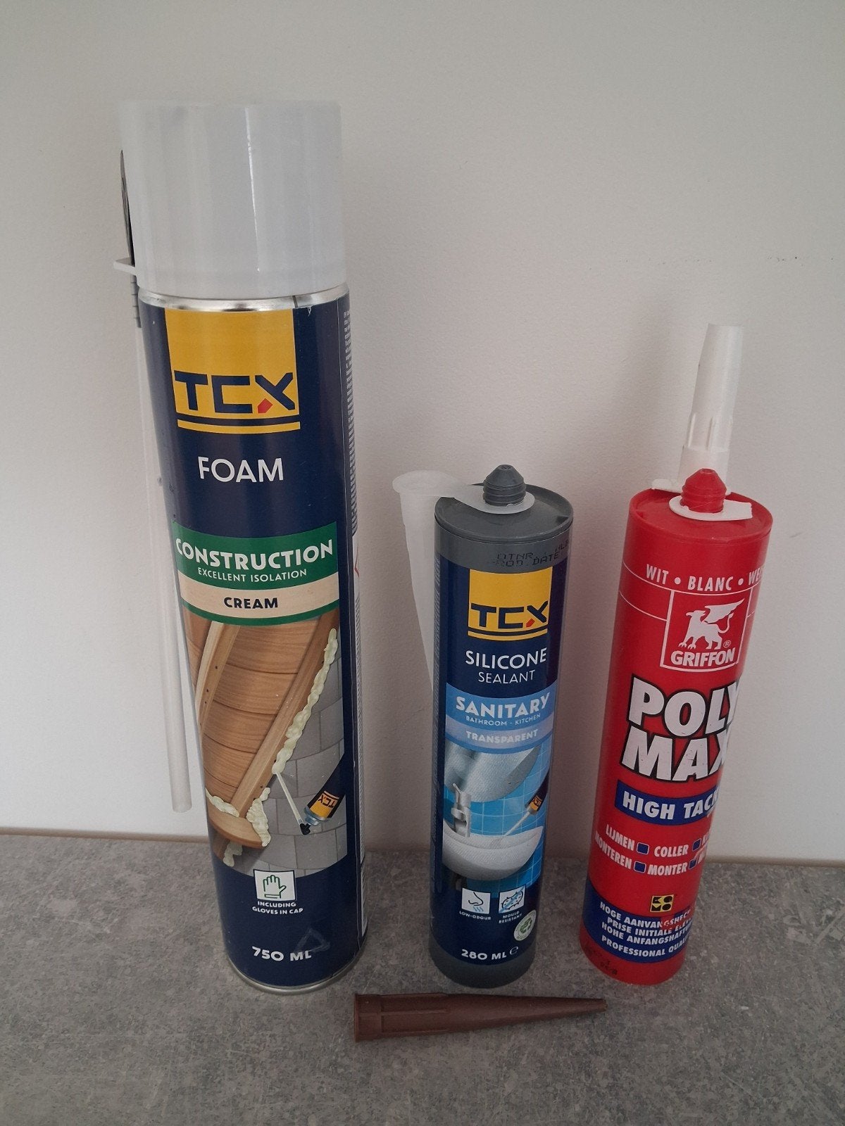 Constructiepur, sanitair kit transparant, polymax constructi, Ophalen of Verzenden, Nieuw