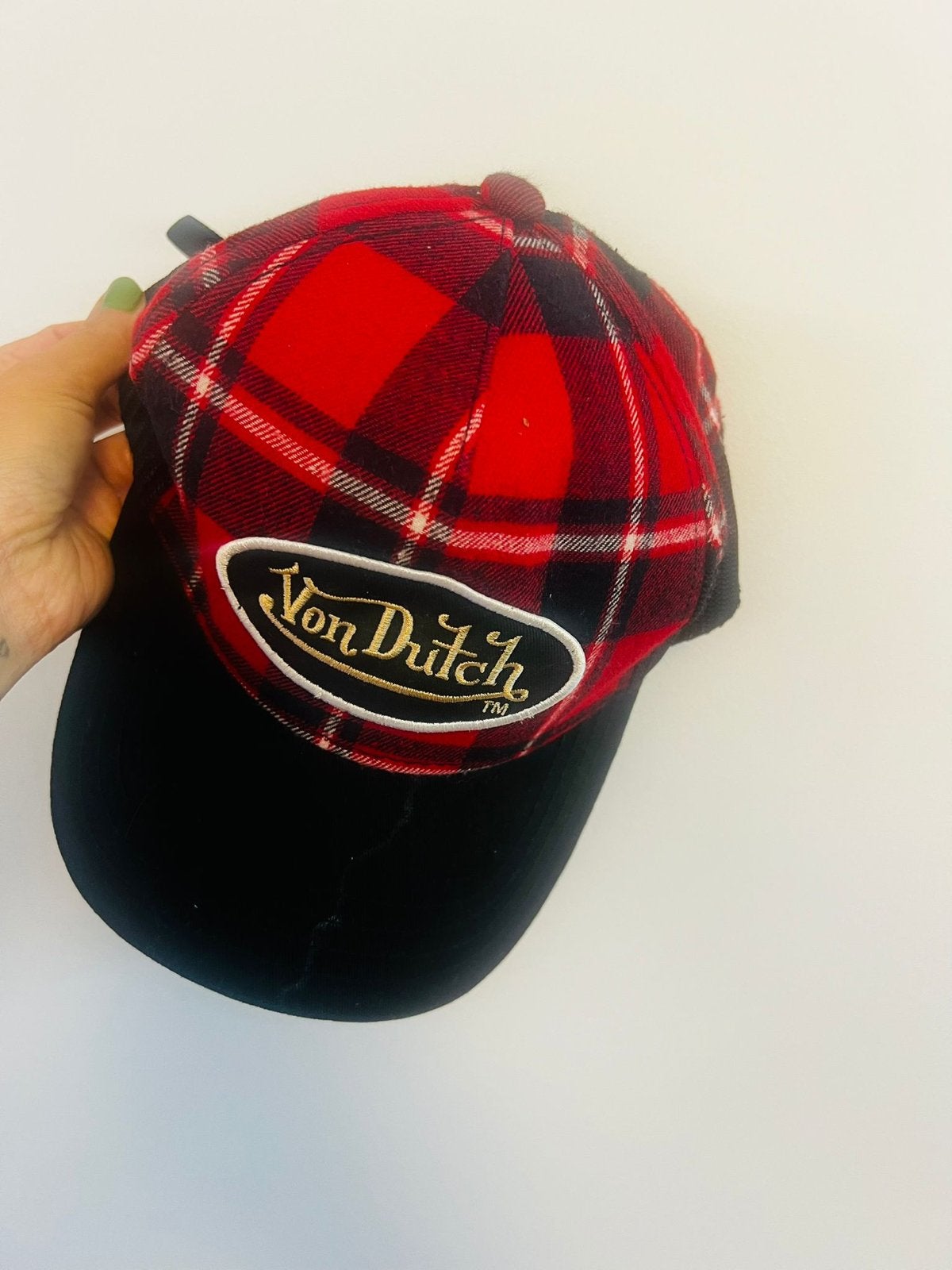 Vintage Von Dutch Trucker Cap - Rood Geruit, Kleding | Dames, Ophalen of Verzenden, Gedragen, One size fits all, Pet