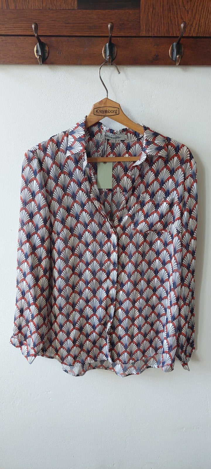 It Hippie Blouse met Art Deco Print - Maat L, Kleding | Dames, It hippie, Blauw, Maat 42/44 (L), Ophalen of Verzenden