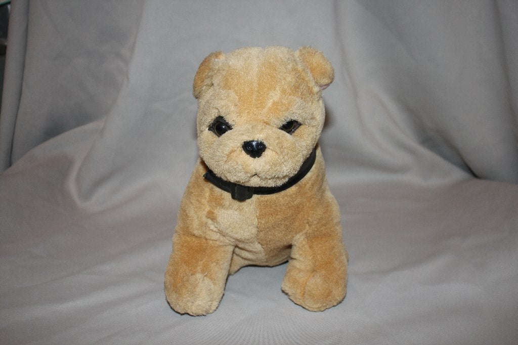 beige bulldog knuffel pluche - met halsband 22cm, Overige karakters, Zo goed als nieuw, Middelgroot (20 tot 80 cm), Beige