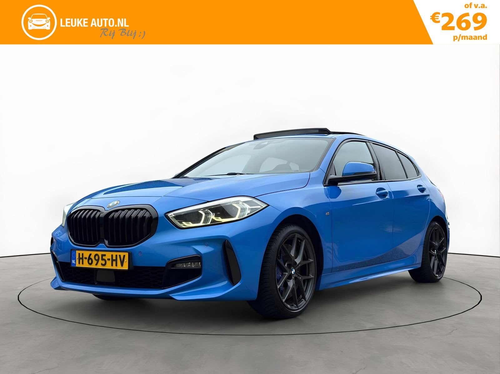 BMW 1-serie 118i 140PK Automaat M-Sport Shadow Pano Head-UP, Gebruikt, Blauw, Bedrijf, 3 cilinders