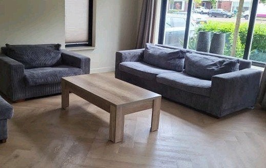 Grijze ribbank en loveseat PER DIRECT OPHALEN, Ophalen