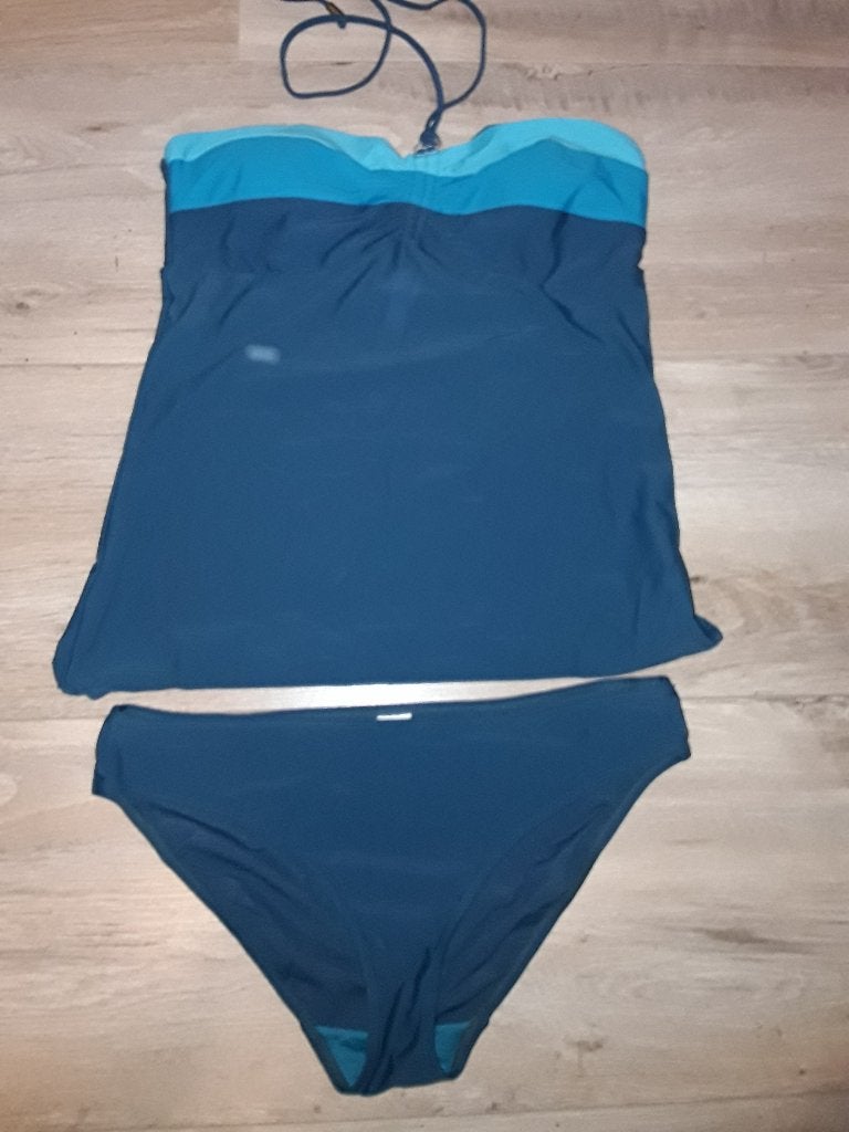 Hunkemoller Blauw/Turquoise Gekleurde Tankini Maat XXL, Blauw, Ophalen of Verzenden, Zo goed als nieuw, Bikini