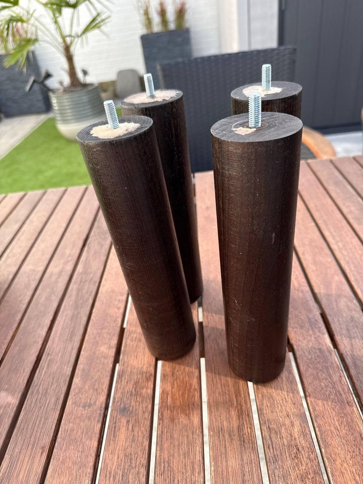 Houten stelpoten 4 stuks, Ophalen, Tafelpoot, Gebruikt, Minder dan 50 cm