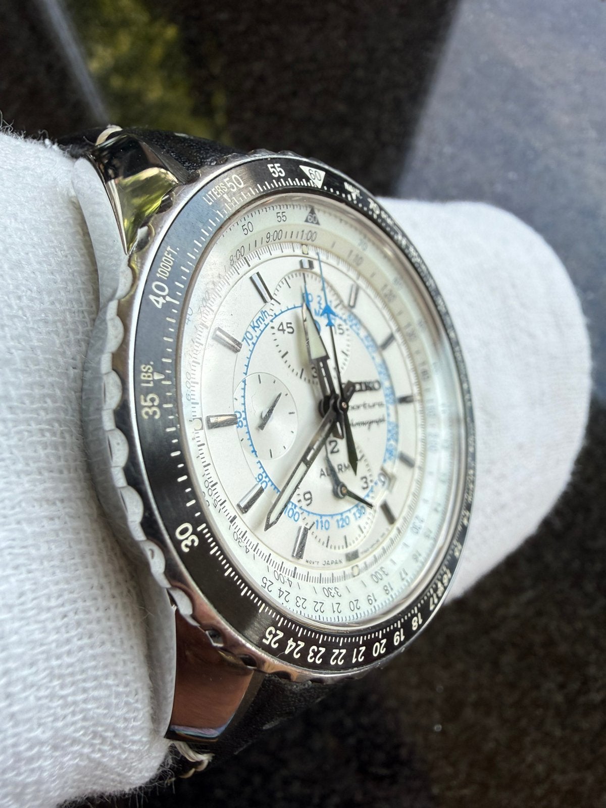 SEIKO SPORTURA CHRONOGRAPH White. €265, Sieraden, Tassen en Uiterlijk, Horloges | Heren, Leer, Polshorloge, Ophalen of Verzenden