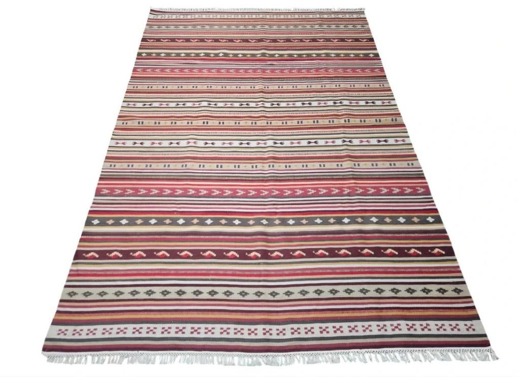 Handgeweven vintage oosterse Kelim stripes 167x247cm
