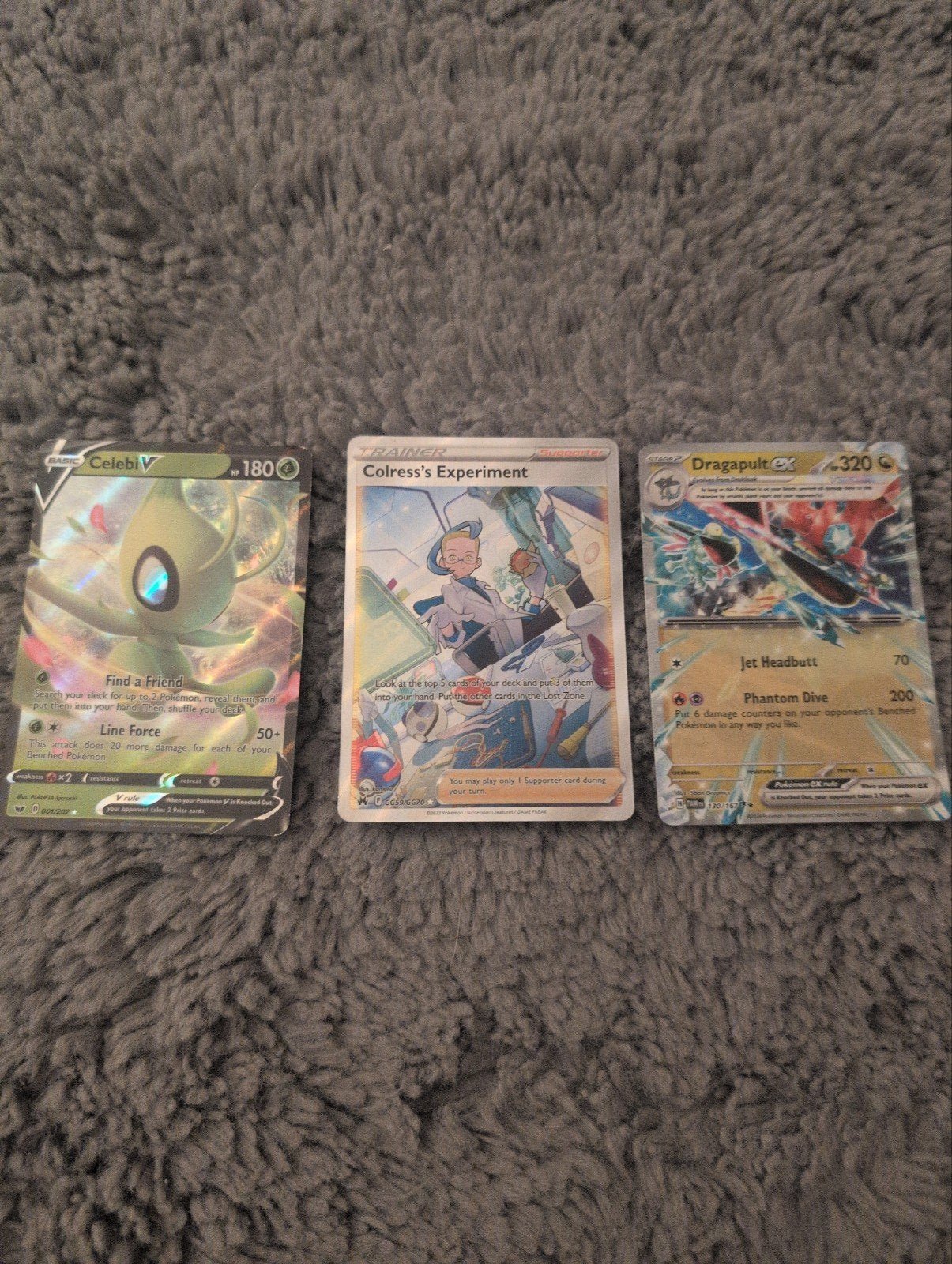 Pokémon kaarten: Celebi V, Colress's Experiment, Dragapult, Ophalen of Verzenden, Gebruikt, Meerdere kaarten