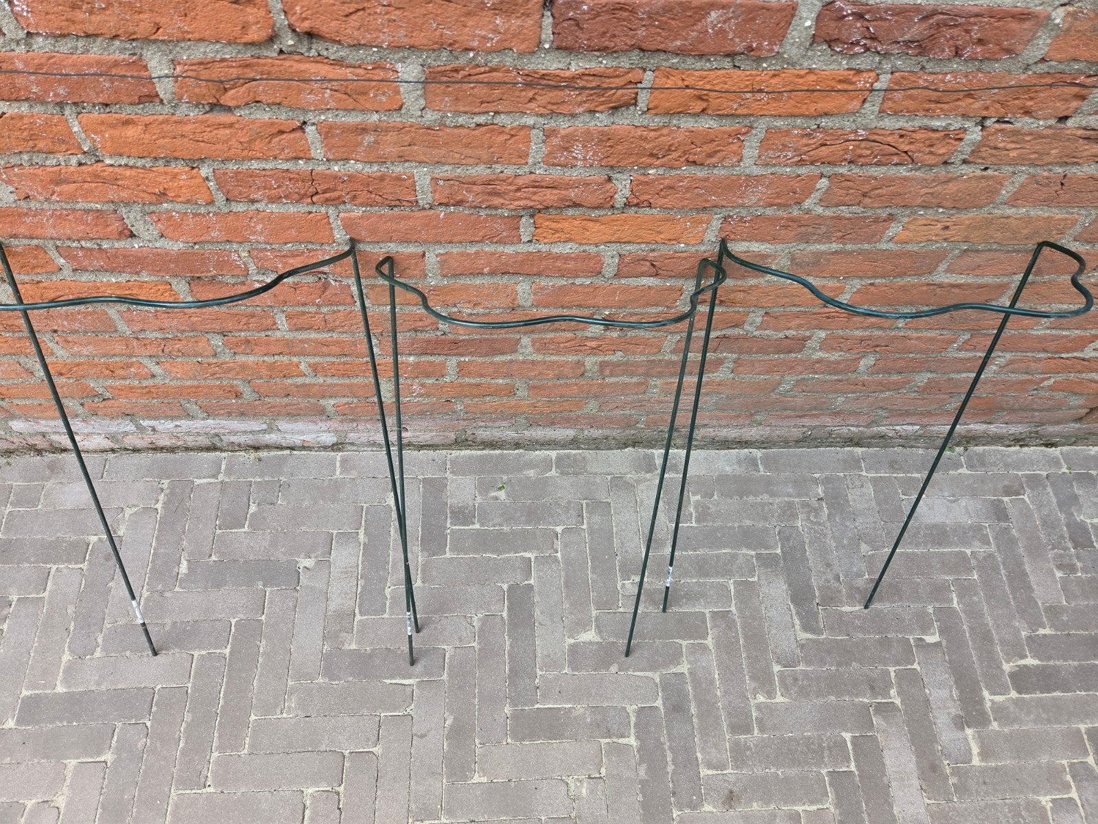 3x Groene metalen plantensteunen - 70x40cm, Ophalen