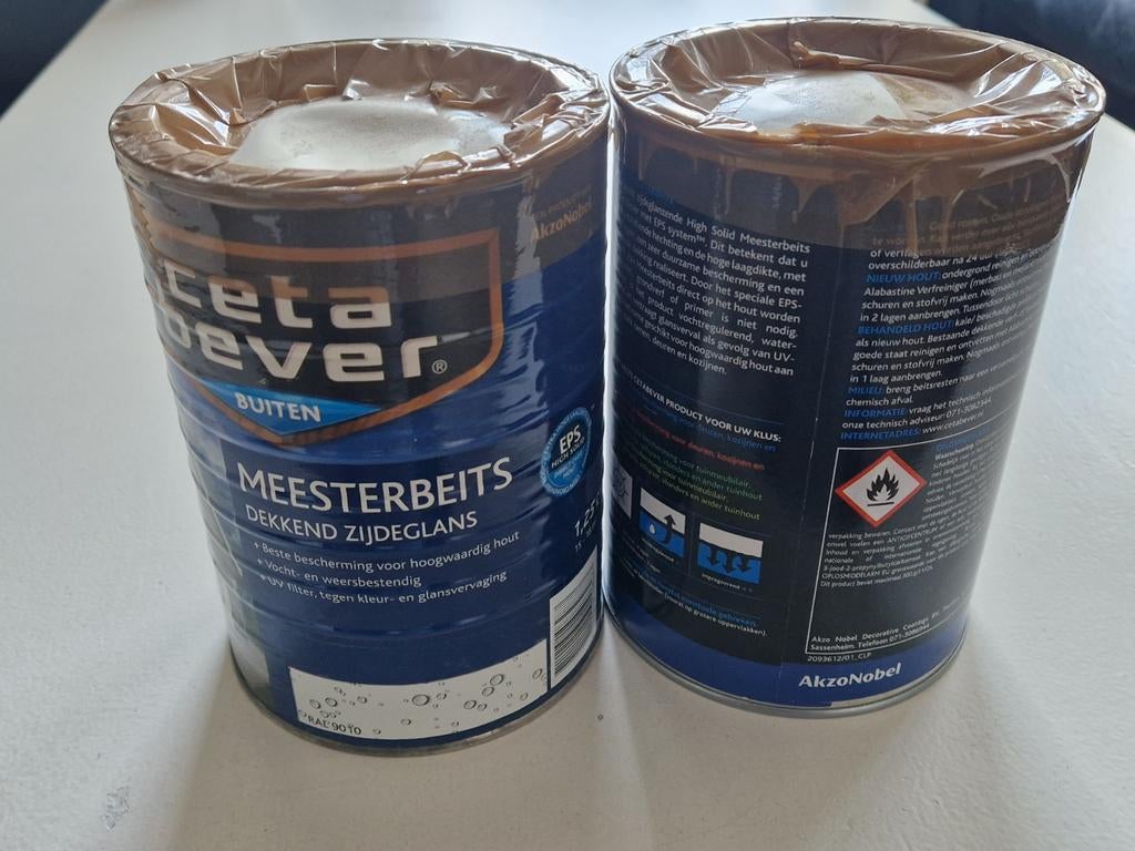 CETABEVER Meesterbeits 1.25L dekkend zijdeglans RAL 9010 Wit, Ophalen of Verzenden, Nieuw, Wit