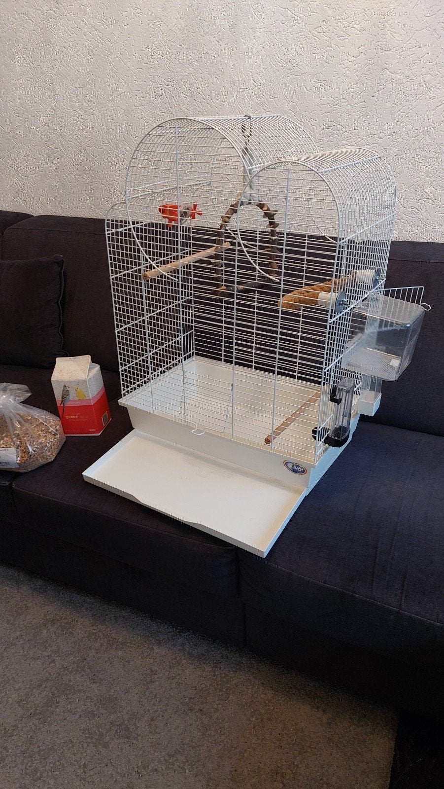 te koop mooie grote witte vogelkooi, Ophalen, Zo goed als nieuw, Metaal, Vogelkooi
