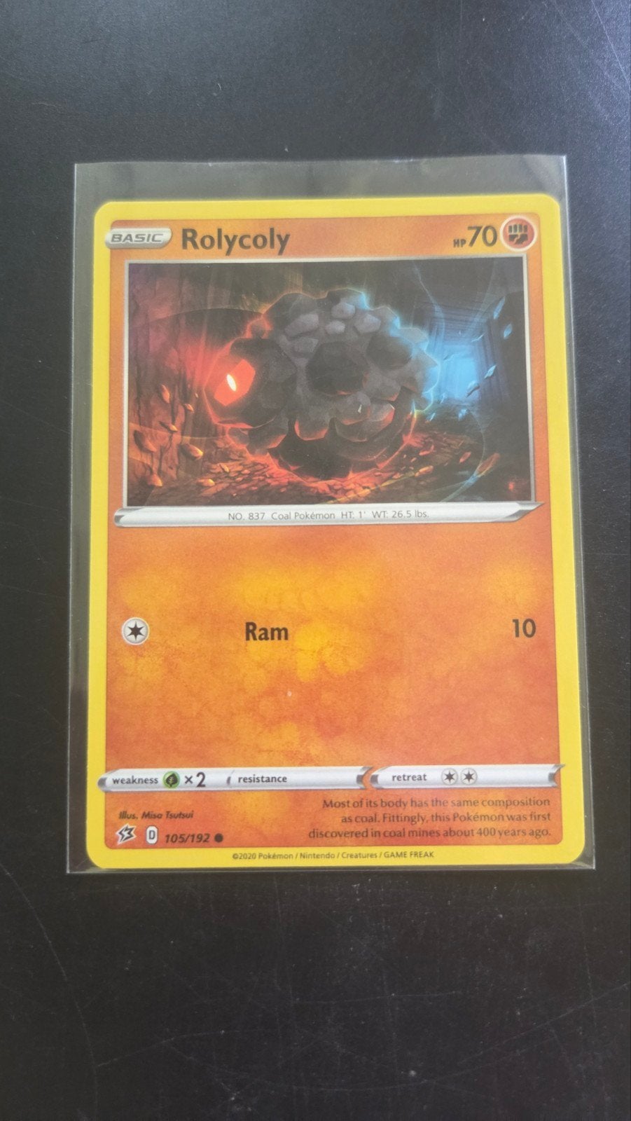 Rolycoly 105/192 Rebel Clash Pokémon Kaart, Verzenden, Zo goed als nieuw, Losse kaart