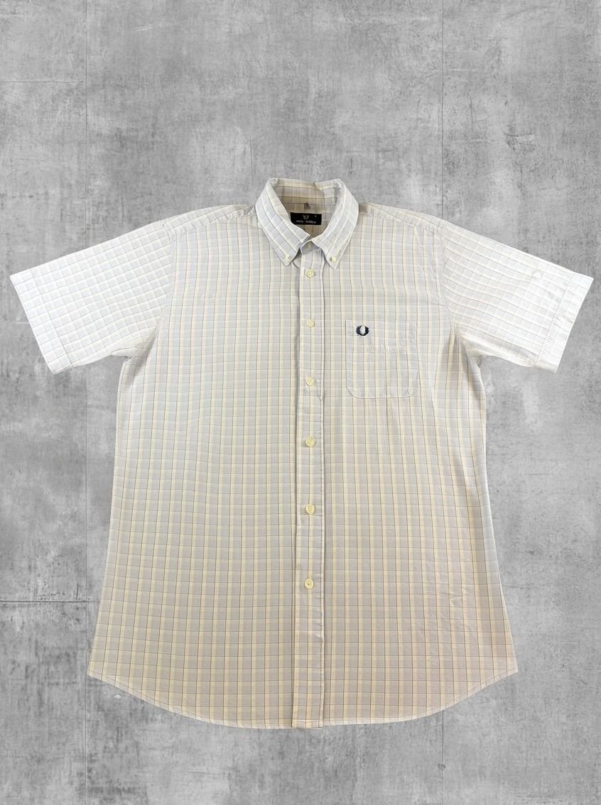 Blauw flanellen ruitoverhemd van Fred Perry, maat L, Reichenbachstrasse 12, 80469 München, Duitsland, Zo goed als nieuw, Halswijdte 41/42 (L)