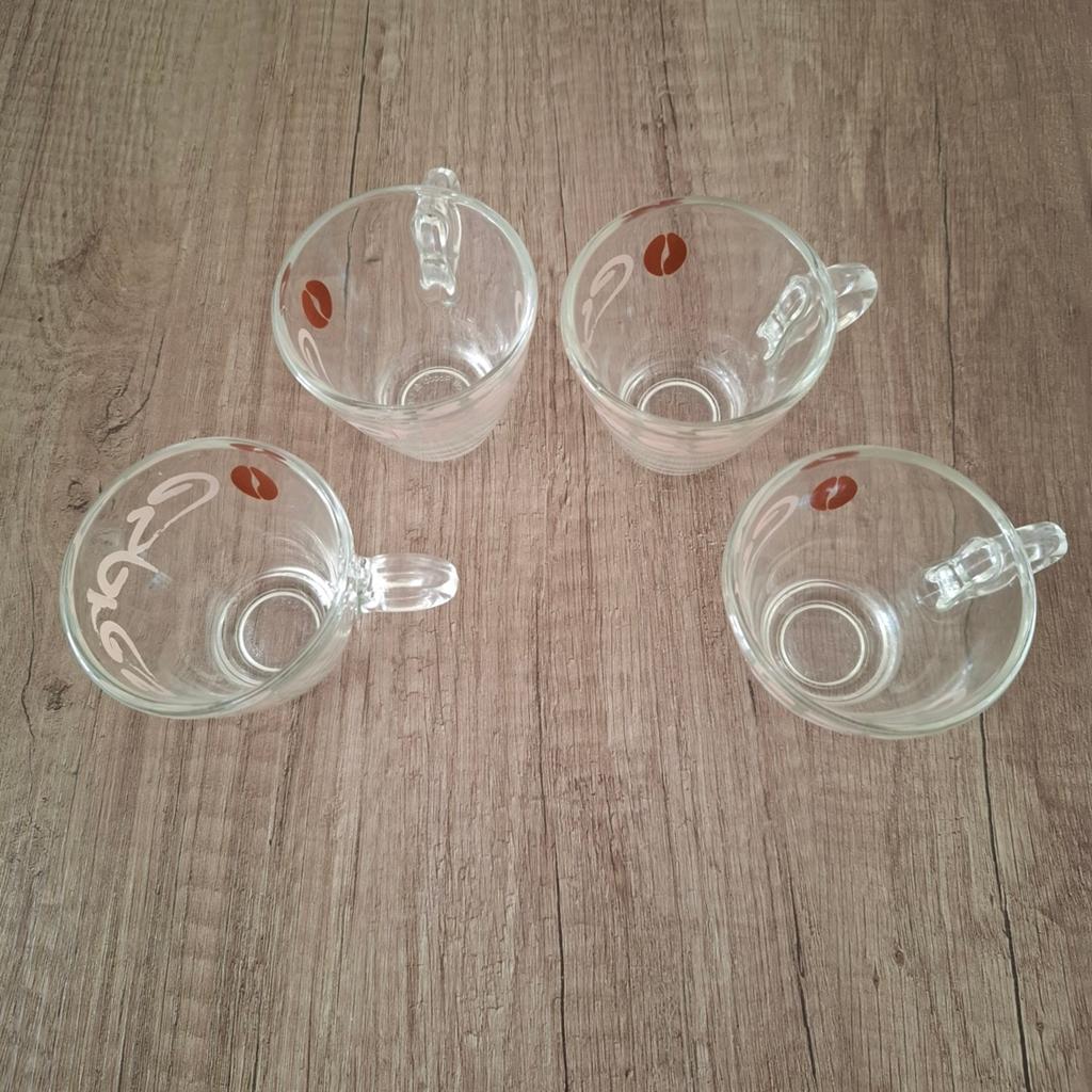 Set van 4 glazen espressokopjes met 'espresso' opdruk, Ophalen of Verzenden, Effen, Kop(pen) en/of Schotel(s), Glas