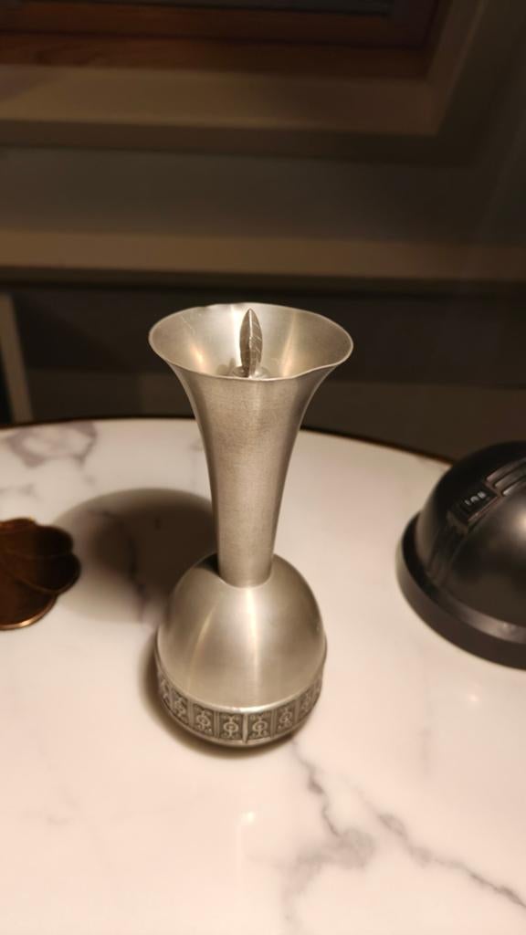 Vintage tinnen vaasje, Ophalen of Verzenden