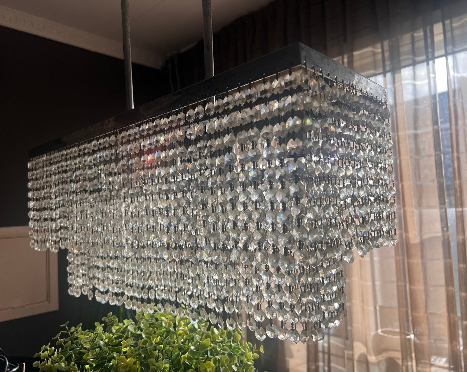 Prachtige kristallen lamp hanglamp kroonluchter kristal glam, Ophalen, Zo goed als nieuw