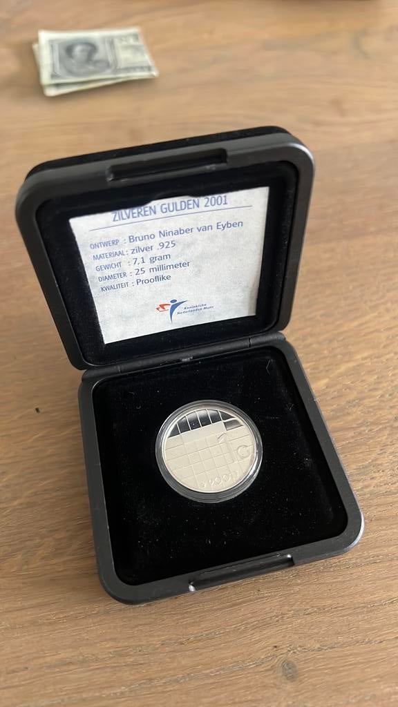 Nederland 2001 Beatrix Zilveren Gulden Prooflike in cassette, Ophalen of Verzenden, Koningin Beatrix, 1 gulden