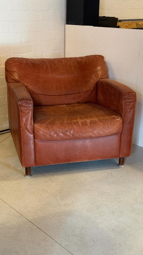 leren bank en stoel, gratis afhalen, Ophalen, Gebruikt, Leer, Leer, beetje vintage.