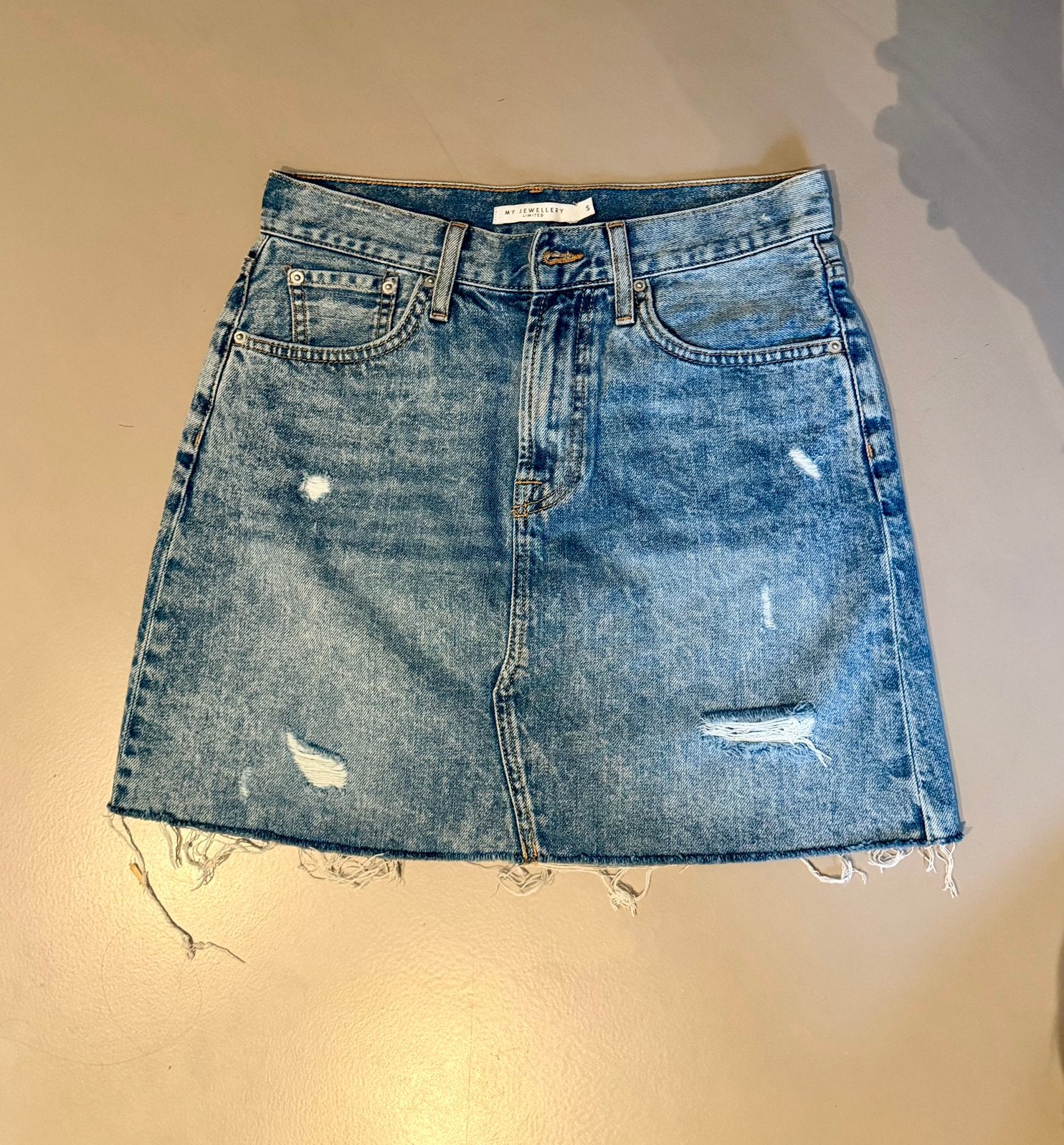 Stoere spijkerrok, Zo goed als nieuw, Maat 36 (S), Boven de knie, Verzenden