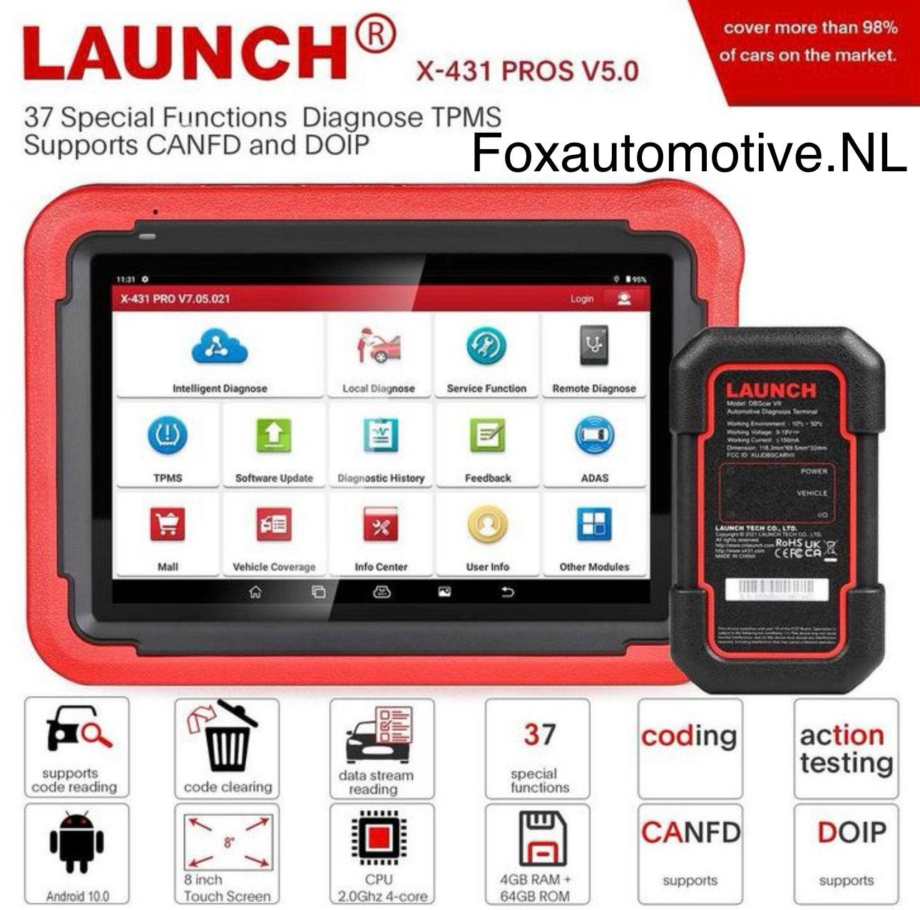 Launch X431 PROS V5.0 incl. 2 jaar gratis updates, Ophalen of Verzenden
