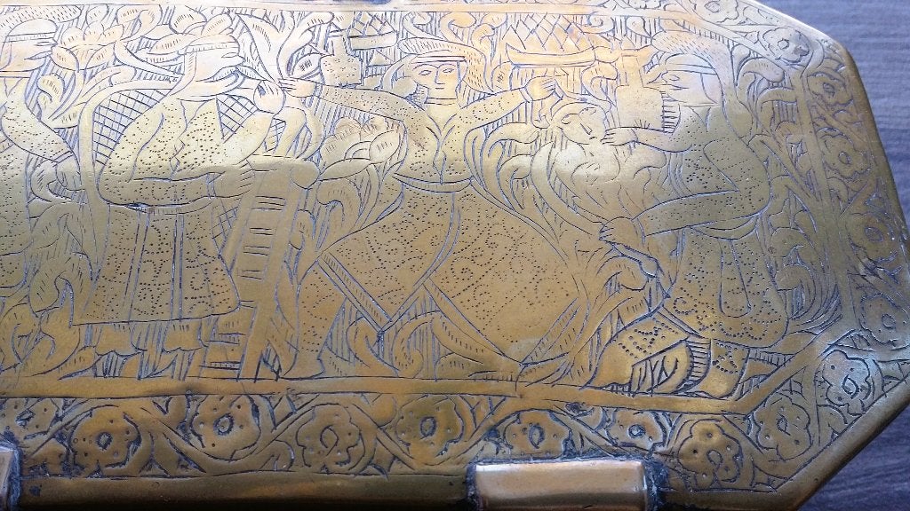 Om 1750 - 1850 Indo Perzisch Mongoolse Rijk Bewaardoos Doos, Antiek en Kunst, Handgemaakt, India, Doos, Ophalen of Verzenden