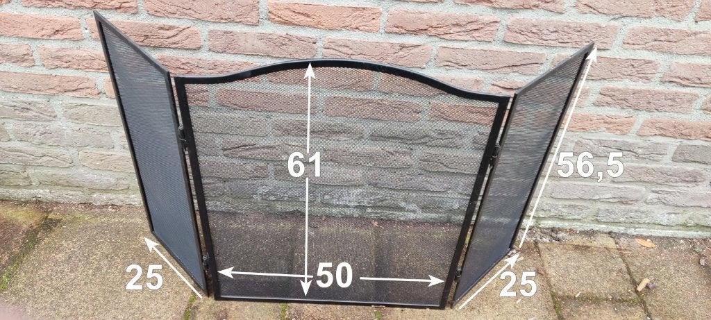 Zwart drieluik vrijstaand metalen haardscherm / vonkenscherm, Ophalen, Zo goed als nieuw, Inbouwhaard, Overige soorten