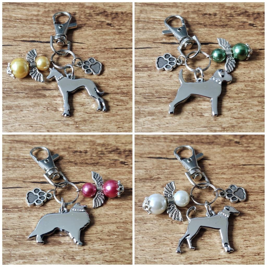 Tas/Sleutelhanger Collie Pug Labrador Greyhound Duitse dog, Verzenden, Nieuw, Grijs, Handtas