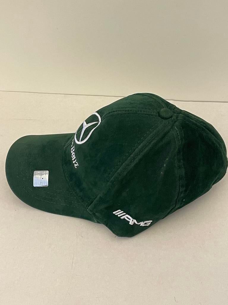 Originele Mercedes AMG Groene Suède Baseball Cap, Kleding | Heren, Hoeden en Petten, Ophalen of Verzenden, Zo goed als nieuw