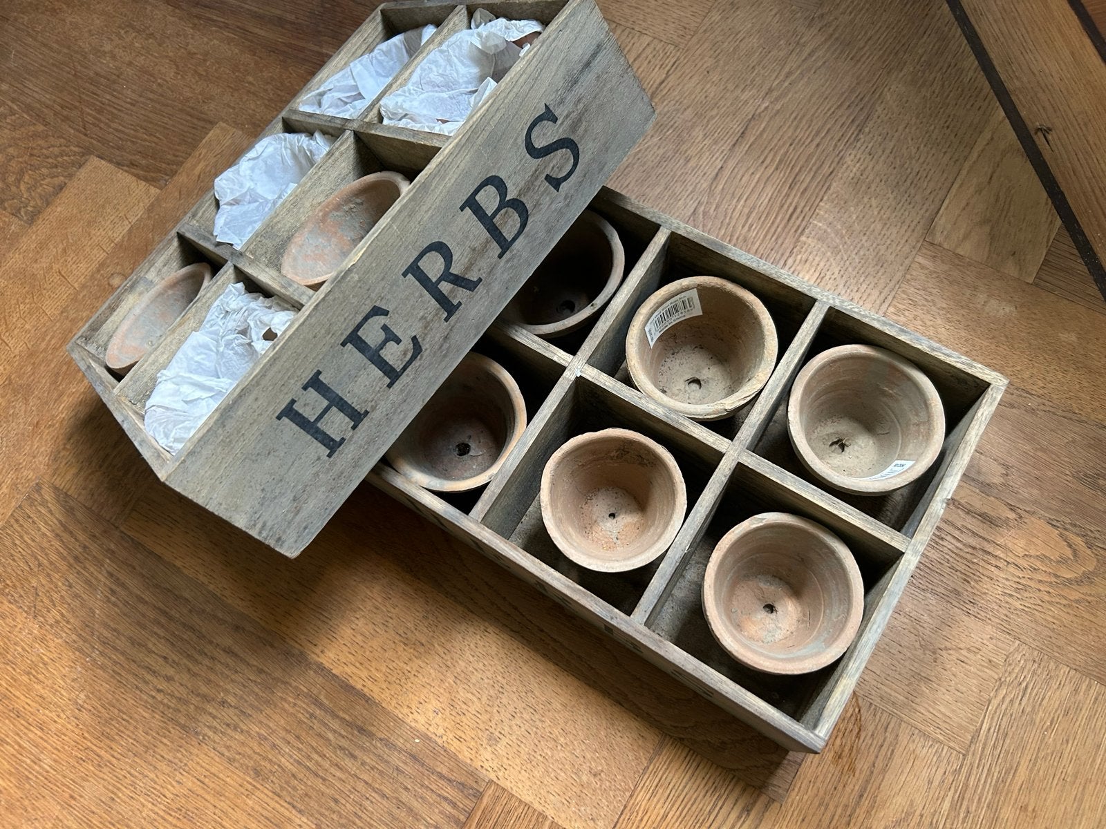 Kruidenbakjes met terracotta potjes(ongebruikt!) - Set van 2, Gebruikt, Binnen, Ophalen of Verzenden, Terracotta