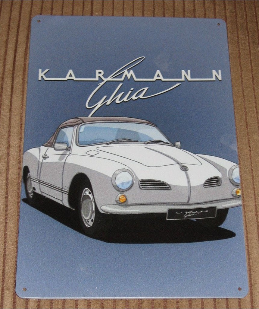 VOLKSWAGEN KARMANN GHIA - BLIKKEN BORD 20 x 30 CM., Verzenden, Nieuw, Auto's