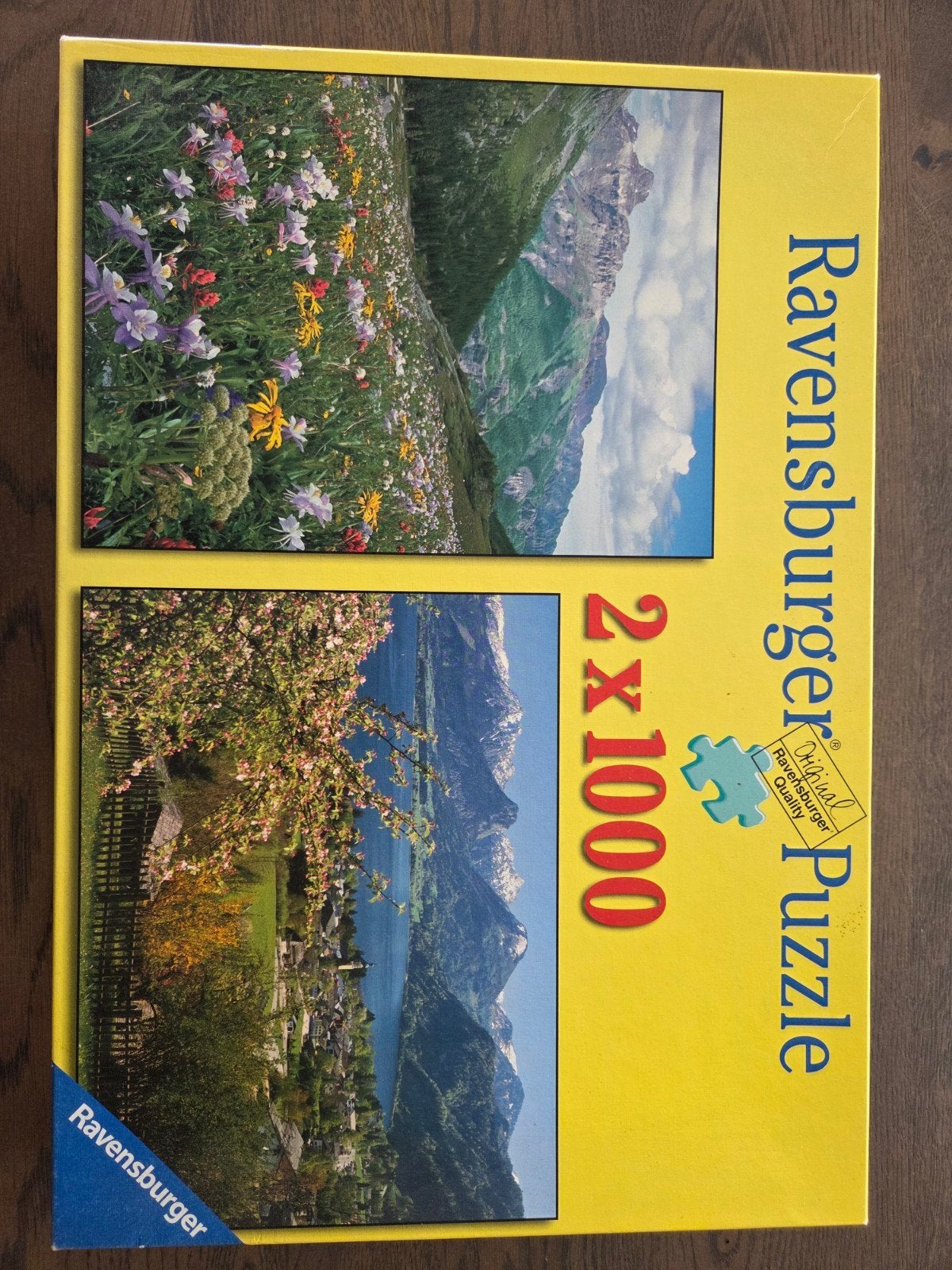 Ravensburger Legpuzzel 2x1000 stukjes Alpenlandschap, Ophalen of Verzenden, 500 t/m 1500 stukjes, Zo goed als nieuw, Legpuzzel
