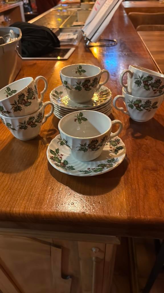Prachtige kerst kop en schotel 6 stuks, Ophalen of Verzenden