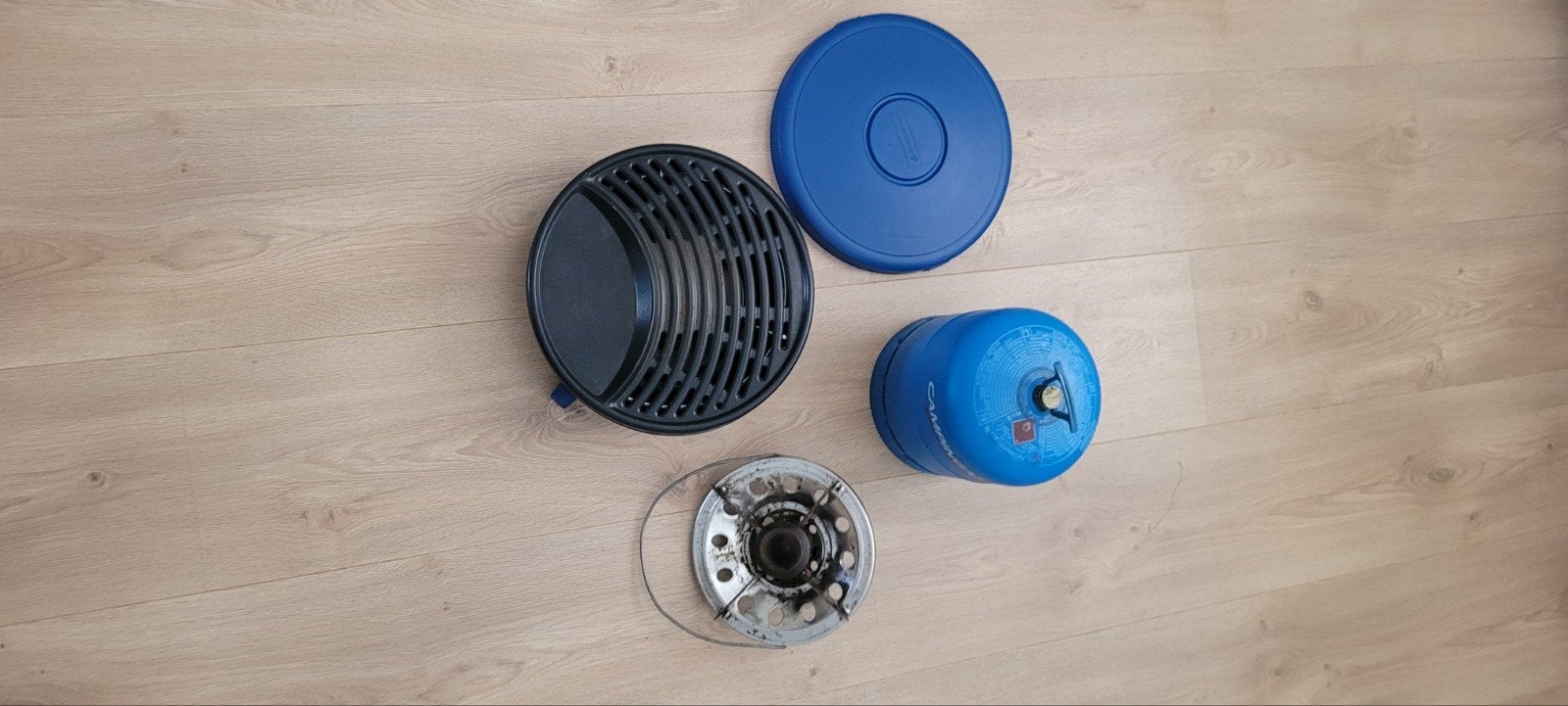 Campingaz gasfles en gasbrander met skottelbraai 907 2,75kg, Caravans en Kamperen, Kampeeraccessoires, Ophalen, Gebruikt