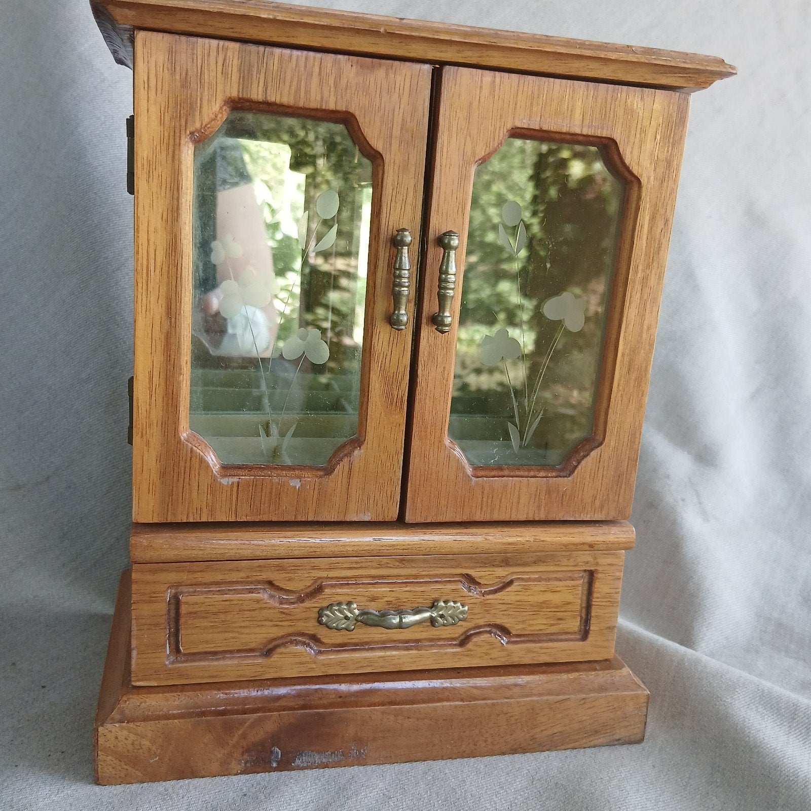 Vintage Sieradenkastje met 2 deurtjes en een lade, Ophalen of Verzenden