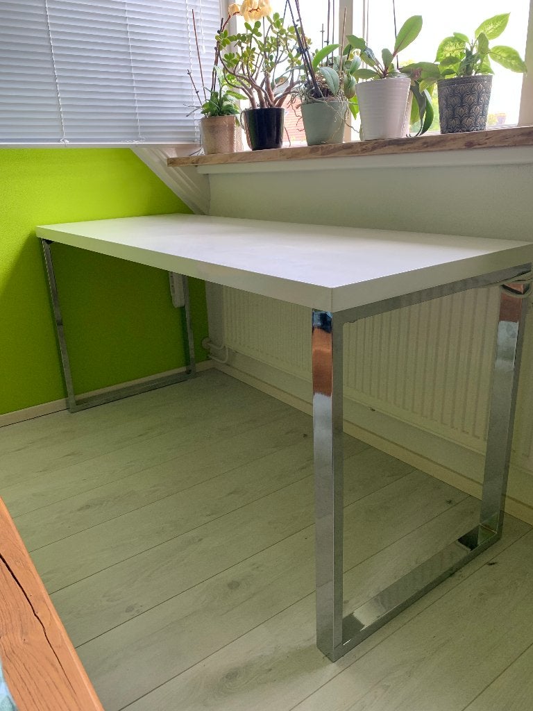 Bureau hoogglans wit – 160 x 60 cm, Huis en Inrichting, Bureaus, Ophalen, Overige typen, 160 cm, Gebruikt