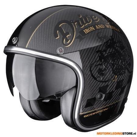 Scorpion Belfast Evo Carbon Zippy Jethelm, Zwart-Goud, Ophalen of Verzenden, Nieuw met kaartje