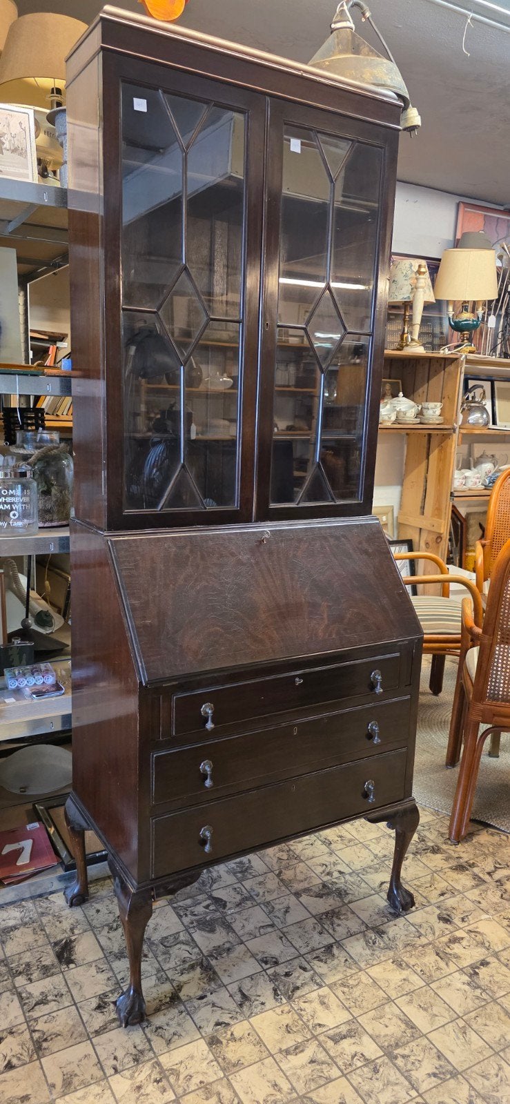 Antiek secretaire met boekenkast - Mahoniehout, Antiek en Kunst, Ophalen