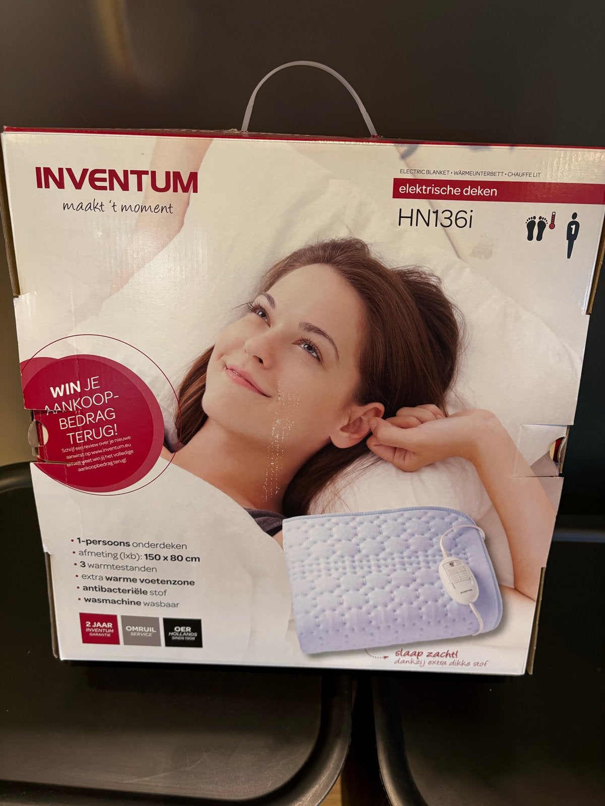 Inventum HN136i Elektrische Onderdeken 1-persoons, Huis en Inrichting, Ophalen, Gebruikt, Eenpersoons, Wit