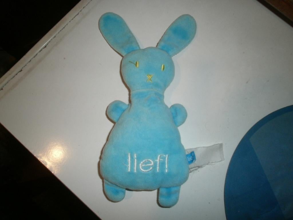 lief lifestyle konijn blauw lief! in wit op buik 23 cm en, Overige merken, Overige karakters, Blauw, Konijn