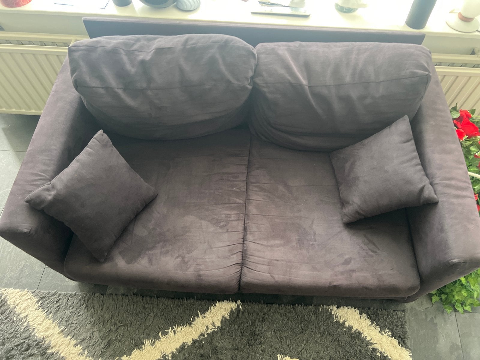 Couch / slaapbank, Huis en Inrichting, Slaapkamer | Slaapbanken, Ophalen, Paars, Tweepersoons, Zo goed als nieuw