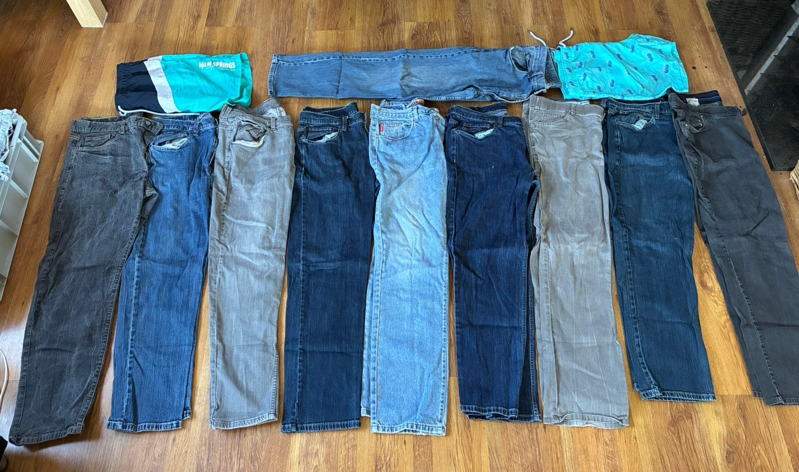 Heren Jeans Maat W40 L32 10 spijkerbroeken en 2 zwembroeken, Ophalen, Gedragen, Blauw, W40 - W42 (confectie 56/58)