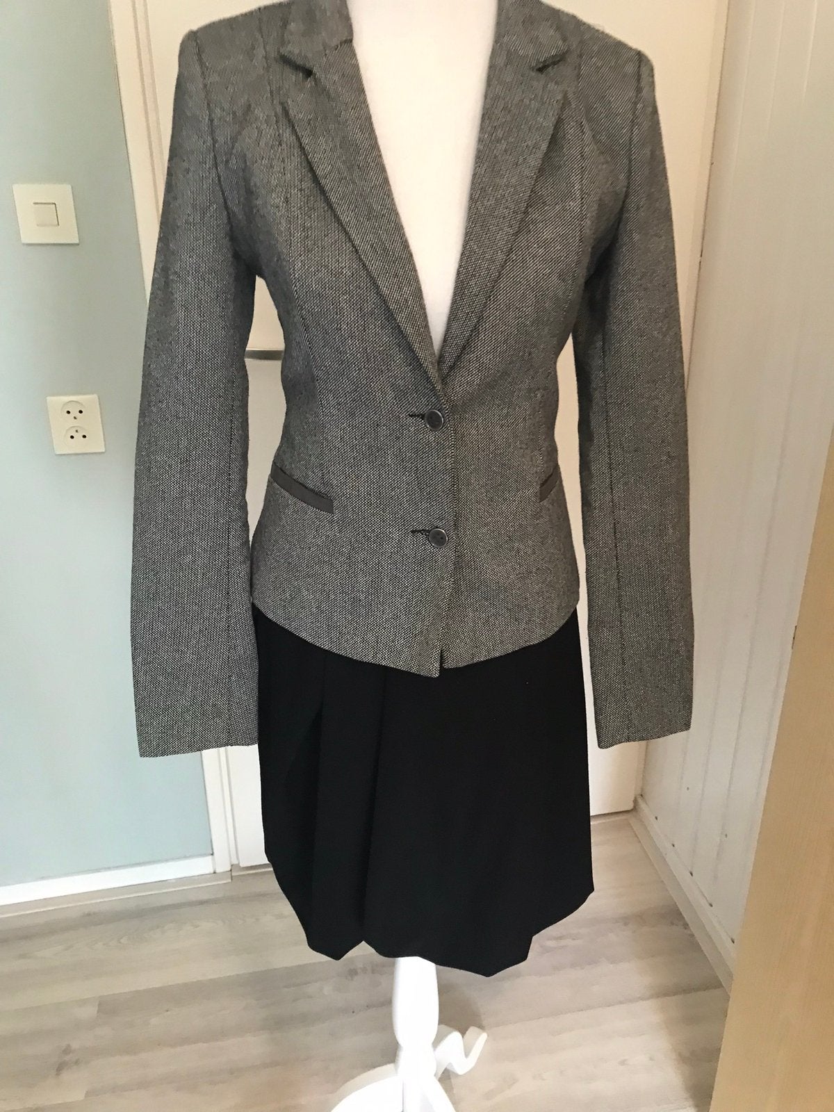 Grijs Tweed colbert maat 36, Kleding | Dames, Verzenden, Zo goed als nieuw, Maat 36 (S), Grijs