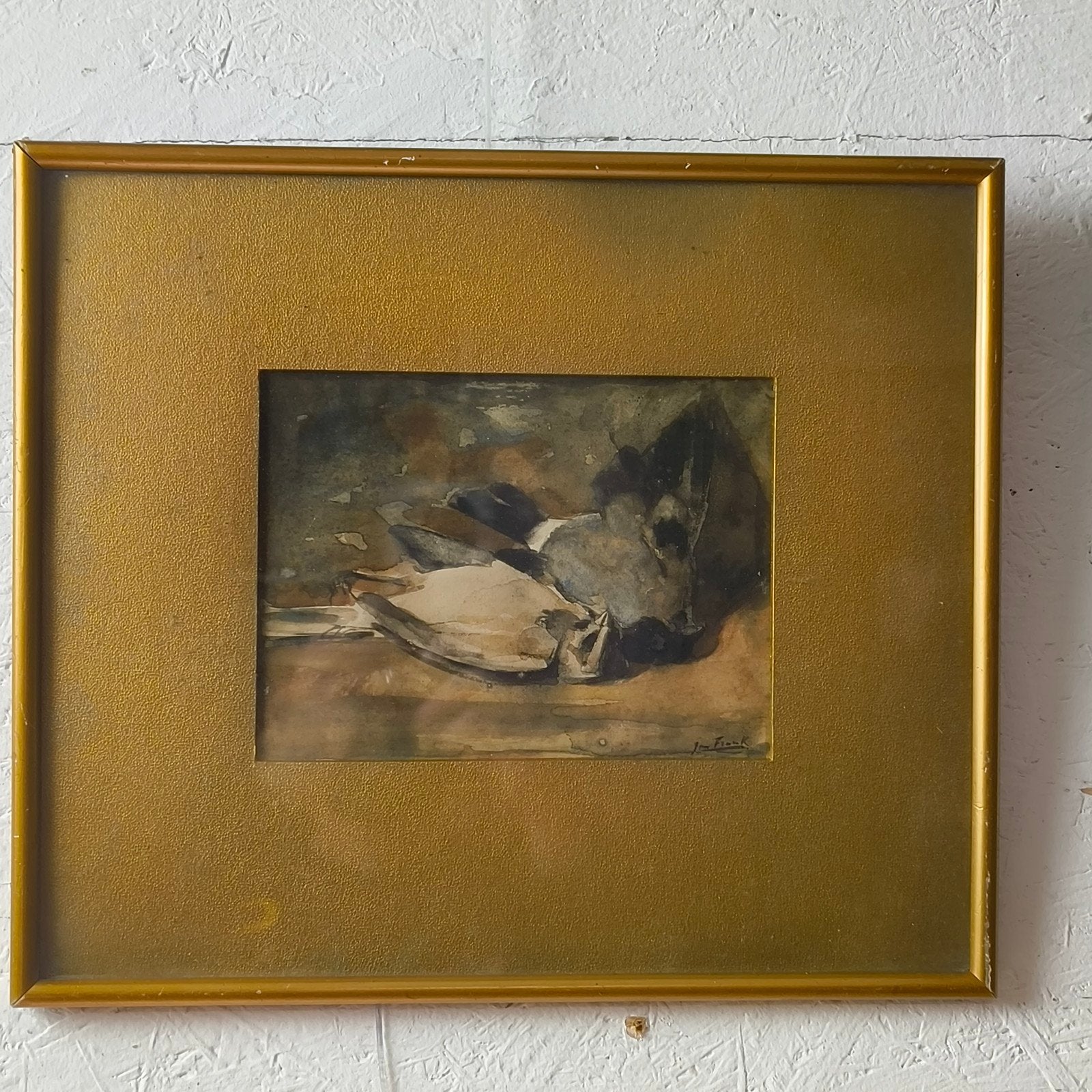 Jan Frank Niemantsverdriet Aquarel dode vogels, Antiek en Kunst, Ophalen of Verzenden, Klassiek, Aquarel, Papier